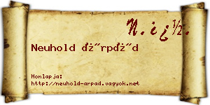 Neuhold Árpád névjegykártya